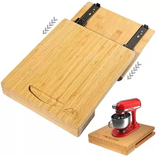 Bamboo Appliance Slider - Wooden Tray for Kitchen Appliances, Coffee Station and Kitchen Organization - Appliance Sliders for Kitchen Appliances
