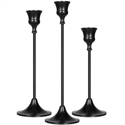 Black Candlestick Holders - Taper Candle Holders Vintage Candlelight Dinner Metal Candlestick Holders for Reception Candlelight Dinner Ornaments, Wedding Ceremony, Party Home Décor