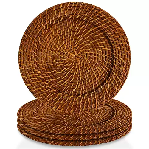 ChargeIt by Jay Ch, Charge it by Jay Harvest Round Rattan Charger Plate - Set of 4, brown
